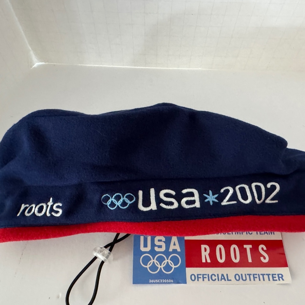 2002 Team USA Beret Hat Cap Salt Lake City Olympics Roots Blue Red OSFA